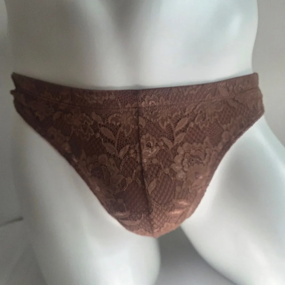 Cosabella Italian Men's Floral Lace G-String Brown UNO Designer Underwear S